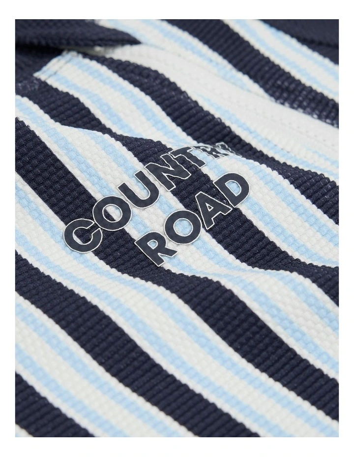 Stripe Logo Swimsuit in Navy image 5
