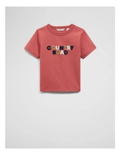 Organically Grown Cotton Boucle Logo T-shirt in Faded Red