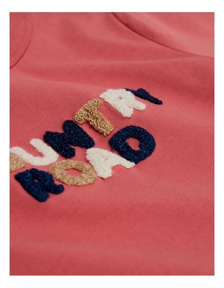 Organically Grown Cotton Boucle Logo T-shirt in Faded Red image 2