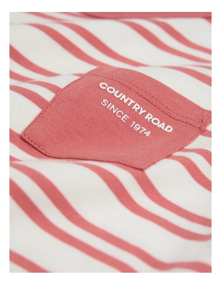 Faded Red Stripe Organically Grown Cotton Country Road Pocket T-shirt in Faded Red Stripe image 2