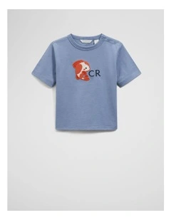 Koi Print Organically Grown Cotton T-shirt in Slate Blue