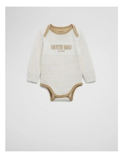 Organically Grown Cotton Long Sleeve Heritage Bodysuit in Oatmeal Marle