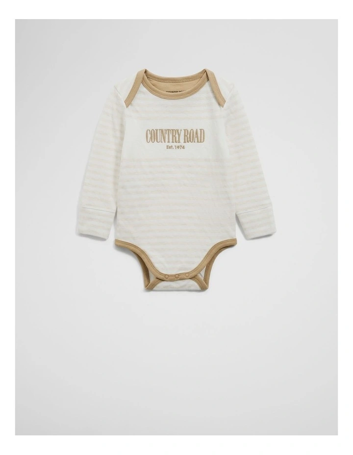 Organically Grown Cotton Long Sleeve Heritage Bodysuit in Oatmeal Marle image 1