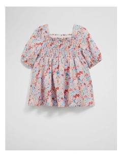 Shirred Romper Dress in Multi Floral