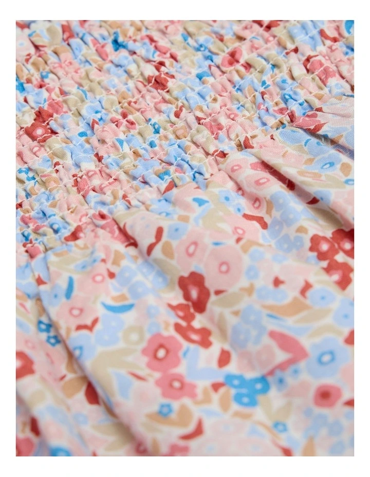 Shirred Romper Dress in Multi Floral image 2