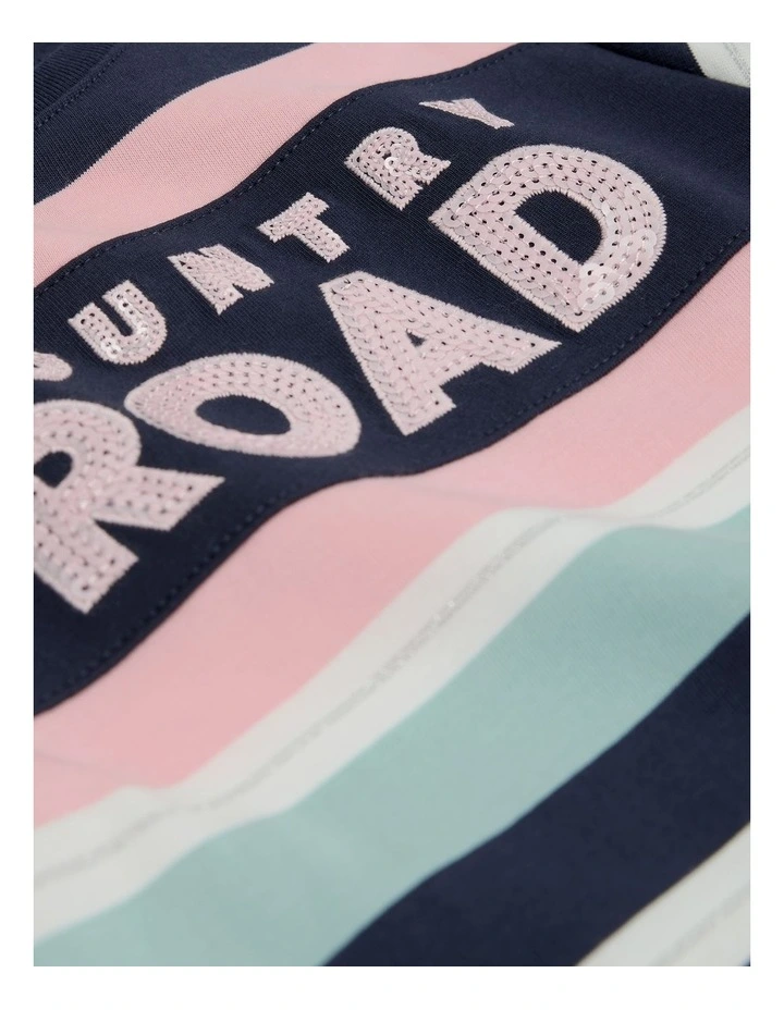 Organically Grown Cotton T-shirt Logo Dress in Navy Multi image 2