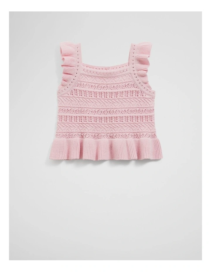 Frill Knit Cami in Mineral Pink image 4