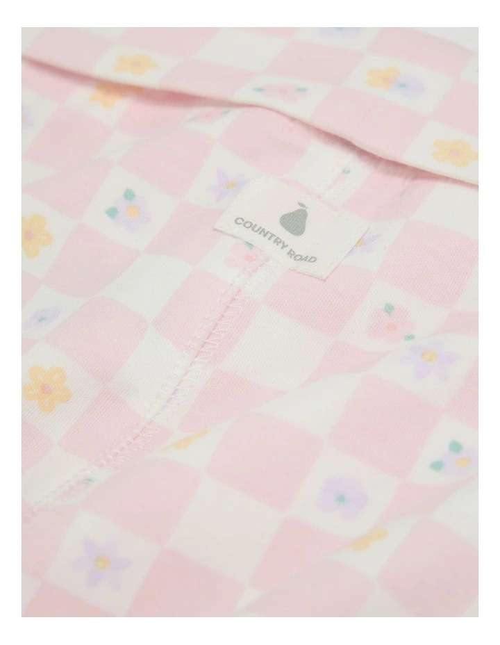 Organically Grown Cotton Fold Over Soft Pant in Pink Check image 2