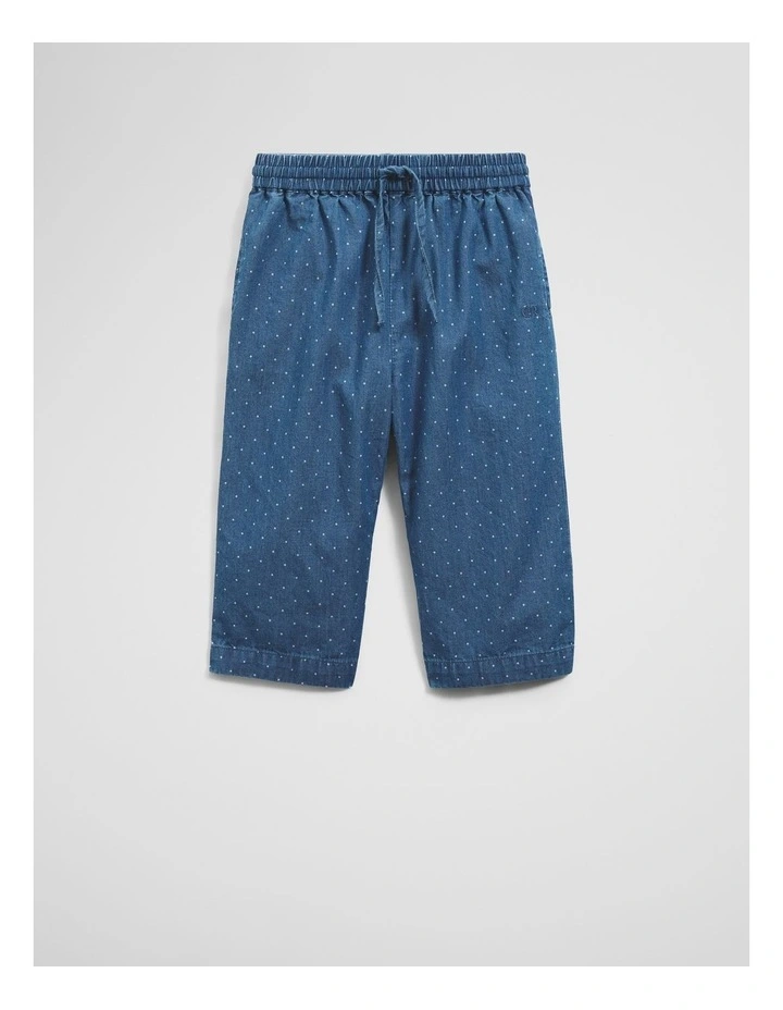 Organically Grown Cotton Chambray Wide Legging Pant in Chambray Spot image 1
