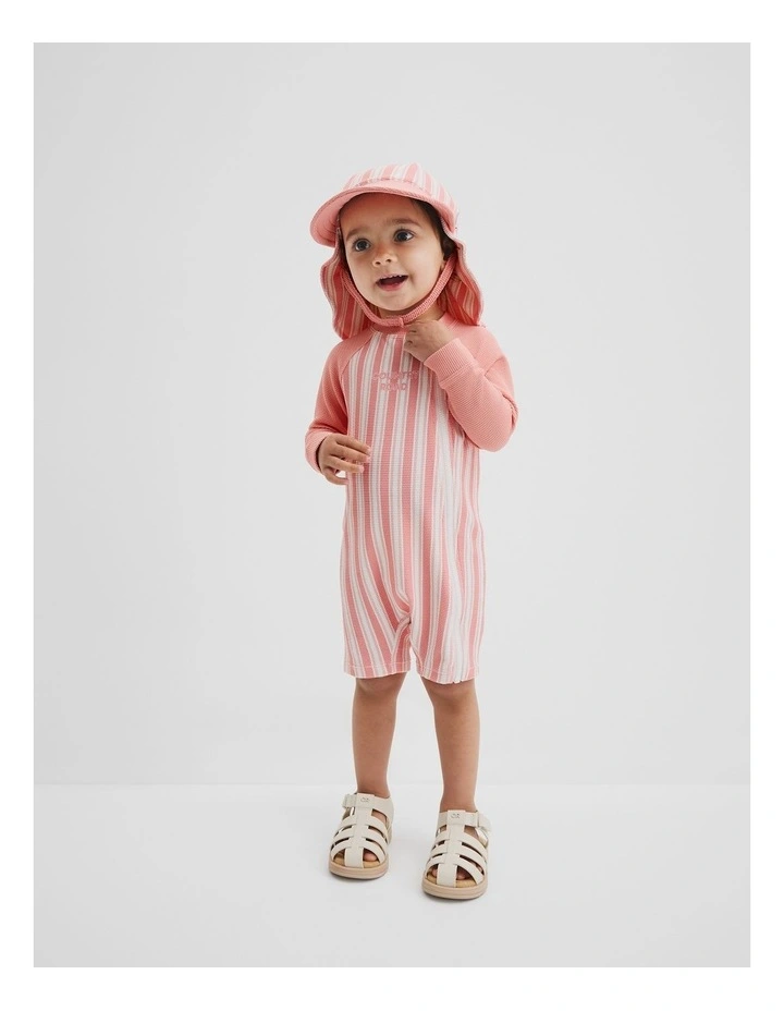Stripe Logo Swimsuit in Strawberry image 1