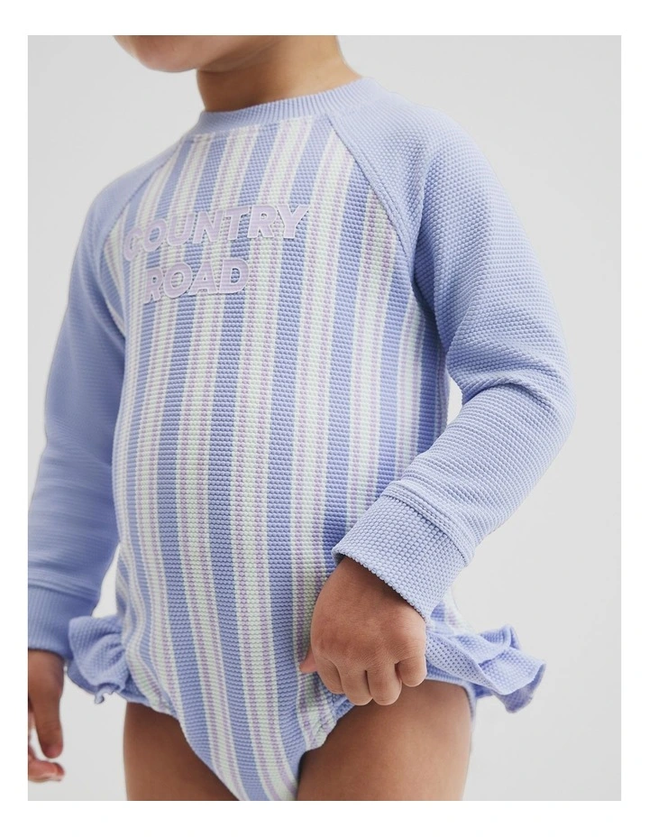 Stripe Frill Swimsuit in Bluebell image 2