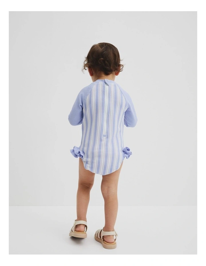 Stripe Frill Swimsuit in Bluebell image 3