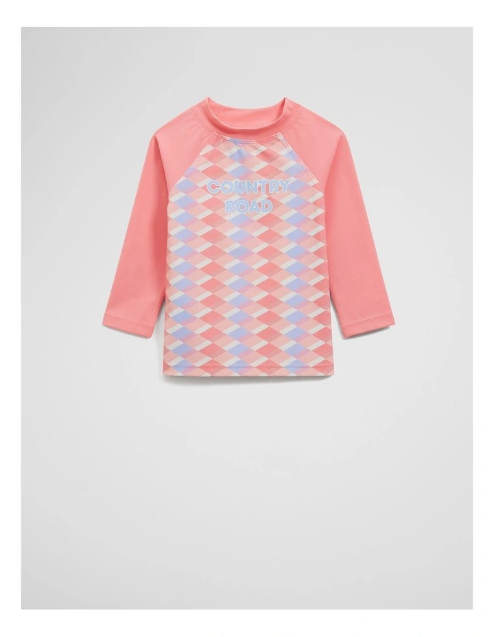 Geometric Print Rash Vest in Multicolour image 1
