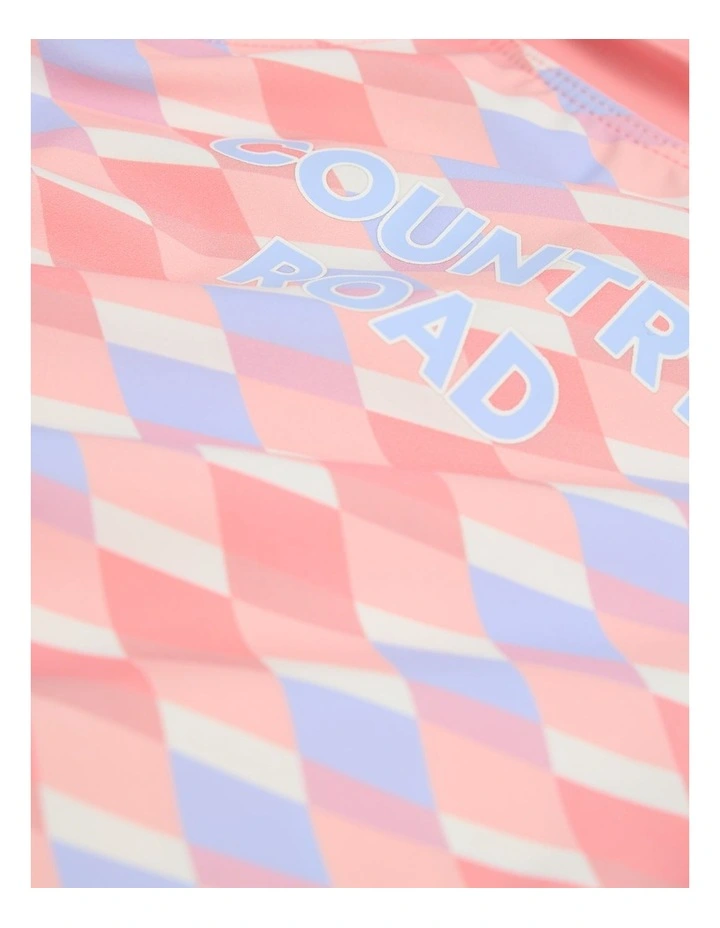 Geometric Print Rash Vest in Multicolour image 2