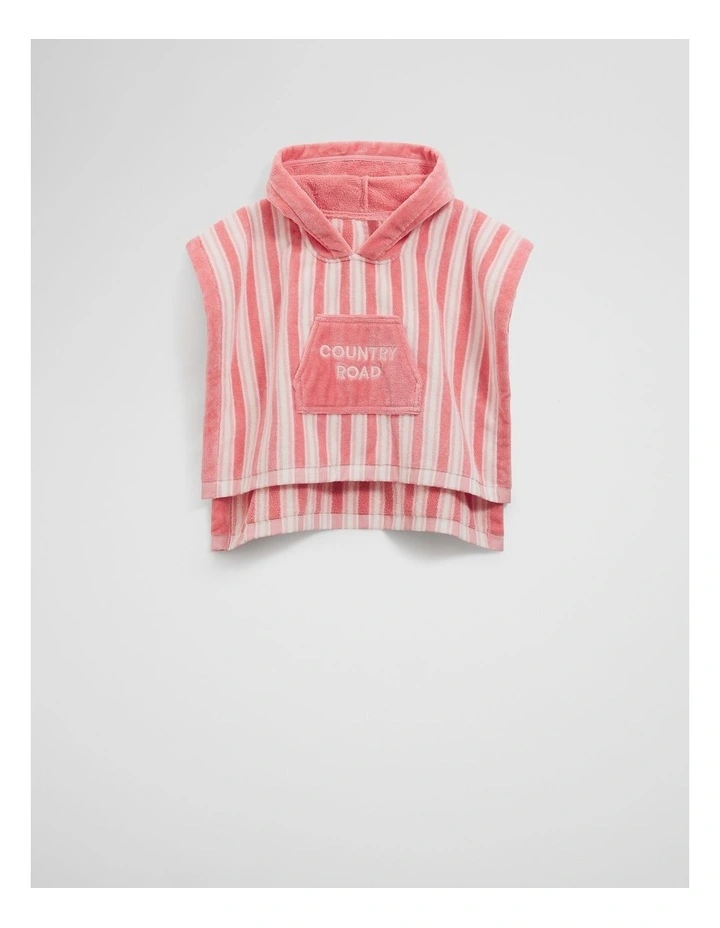 Australian Cotton Stripe Logo Poncho in Strawberry image 1