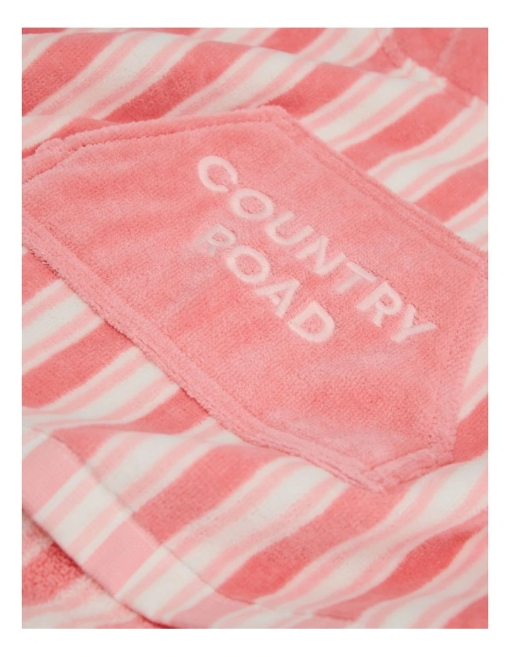 Australian Cotton Stripe Logo Poncho in Strawberry image 2
