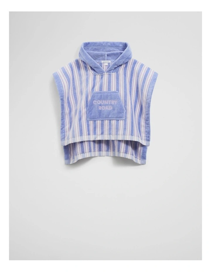 Australian Cotton Stripe Logo Poncho in Bluebell image 1