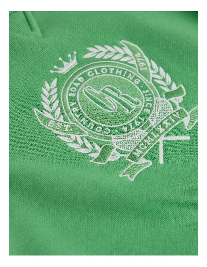 Organically Grown Cotton Varsity Boucle Oversized Sweat in Jade image 2
