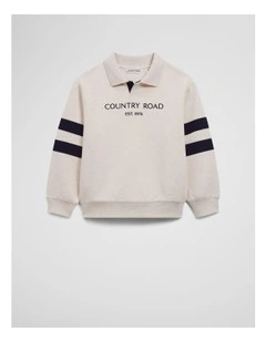 Organically Grown Cotton Collared Sweat in Oatmeal Marle