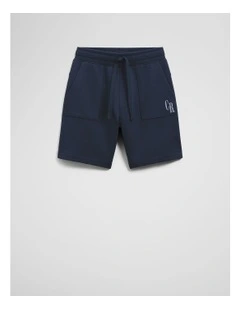 Organically Grown Cotton Pocket Detail Sweat Short in Navy