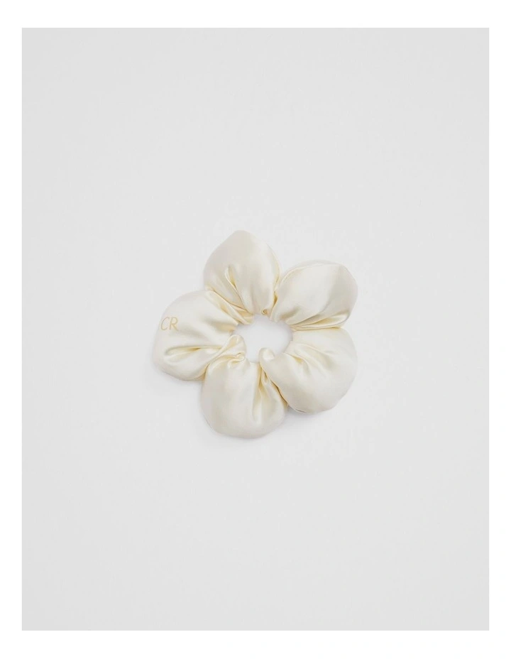 Satin Flower Scrunchie in Marshmallow image 1