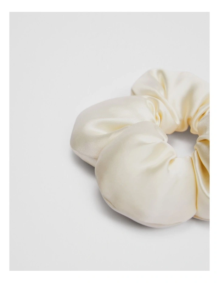 Satin Flower Scrunchie in Marshmallow image 2