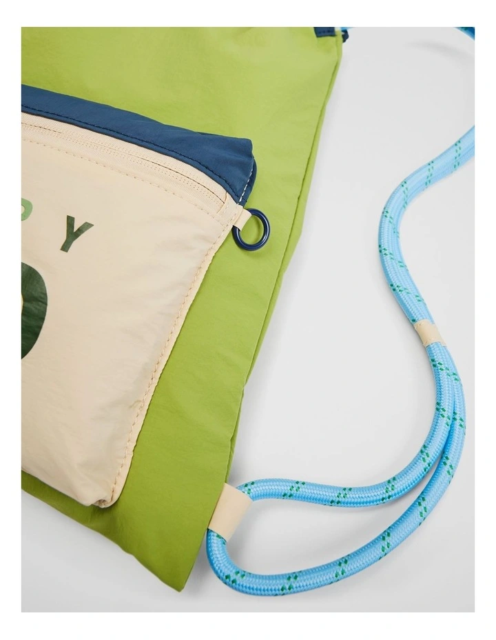 Drawstring Backpack in Moss Green image 3