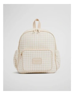 Gingham Backpack in Oat