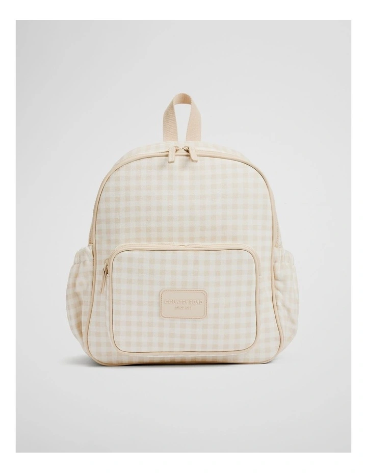Gingham Backpack in Oat image 1