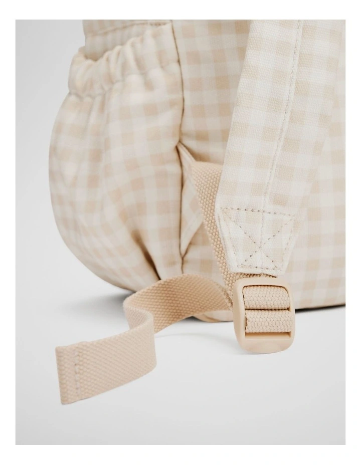 Gingham Backpack in Oat image 3