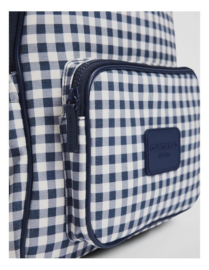 Gingham Backpack in Navy image 3