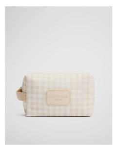 Gingham Wash Bag in Oat