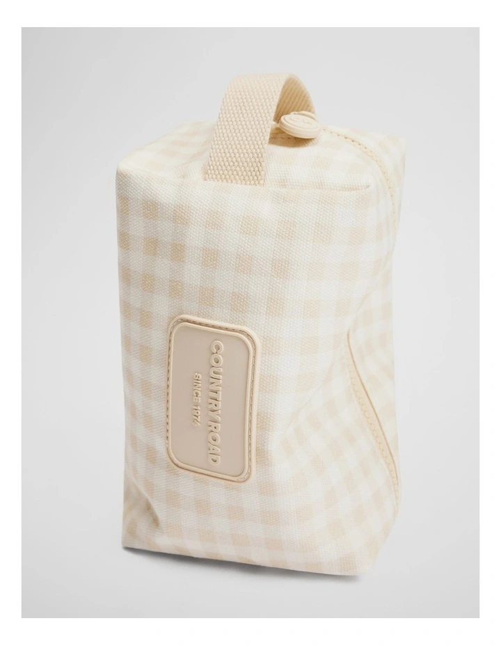 Gingham Wash Bag in Oat image 3