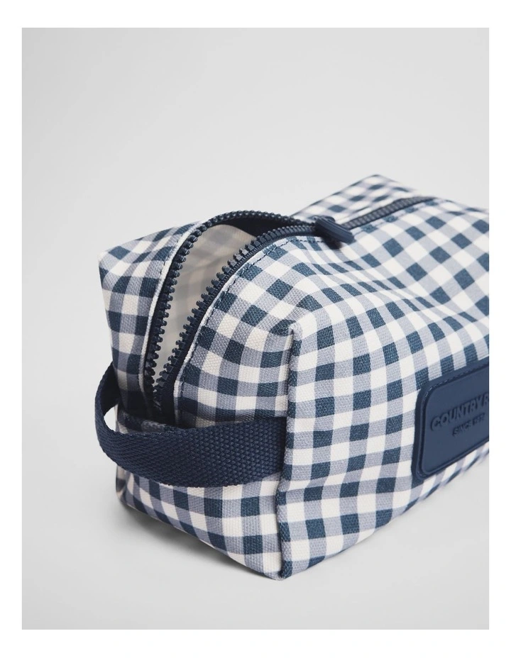 Gingham Wash Bag in Navy image 2