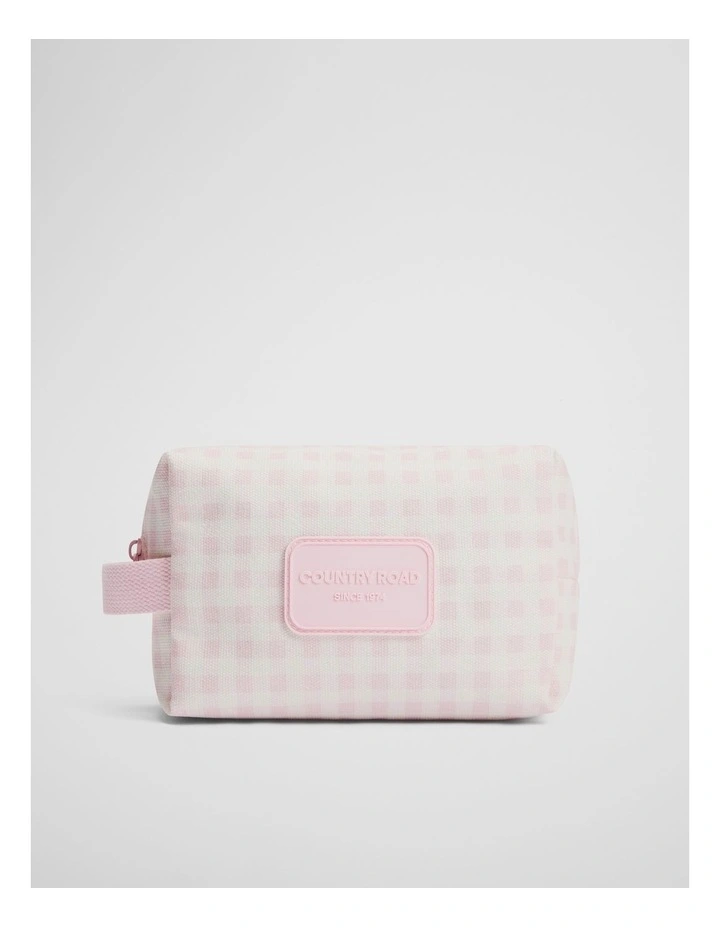 Gingham Wash Bag in Mineral Pink image 1