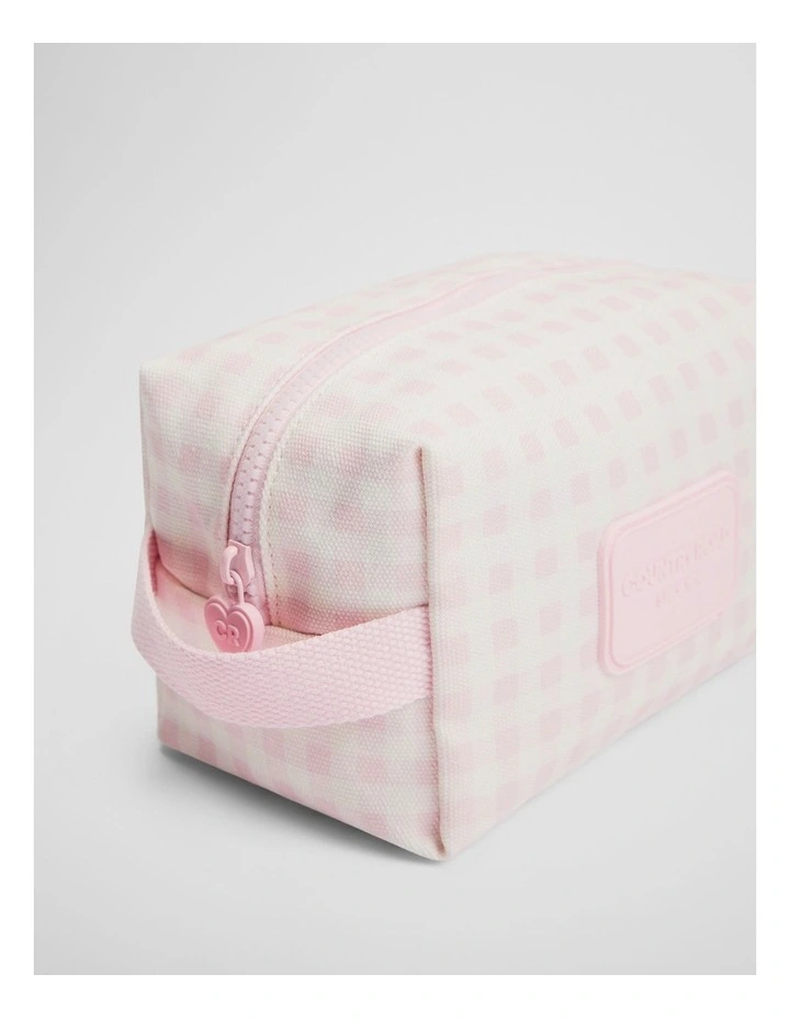Gingham Wash Bag in Mineral Pink image 2