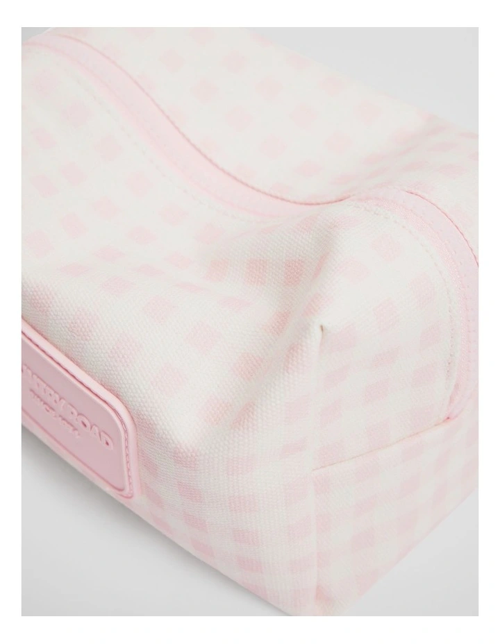 Gingham Wash Bag in Mineral Pink image 3