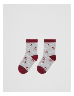 Christmas Dog Sock in Light Grey