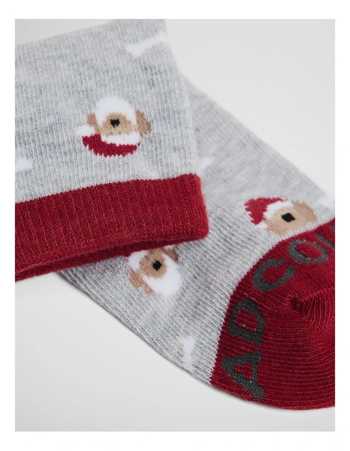 Christmas Dog Sock in Light Grey image 2