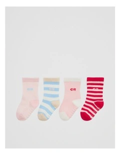 Cr Baby Sock Pack Of 4 in Pink Multi