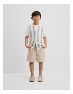 Organically Grown Cotton Knitted Shirt in Ice Blue Stripe
