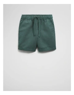 Cotton Linen Short in Pine Green