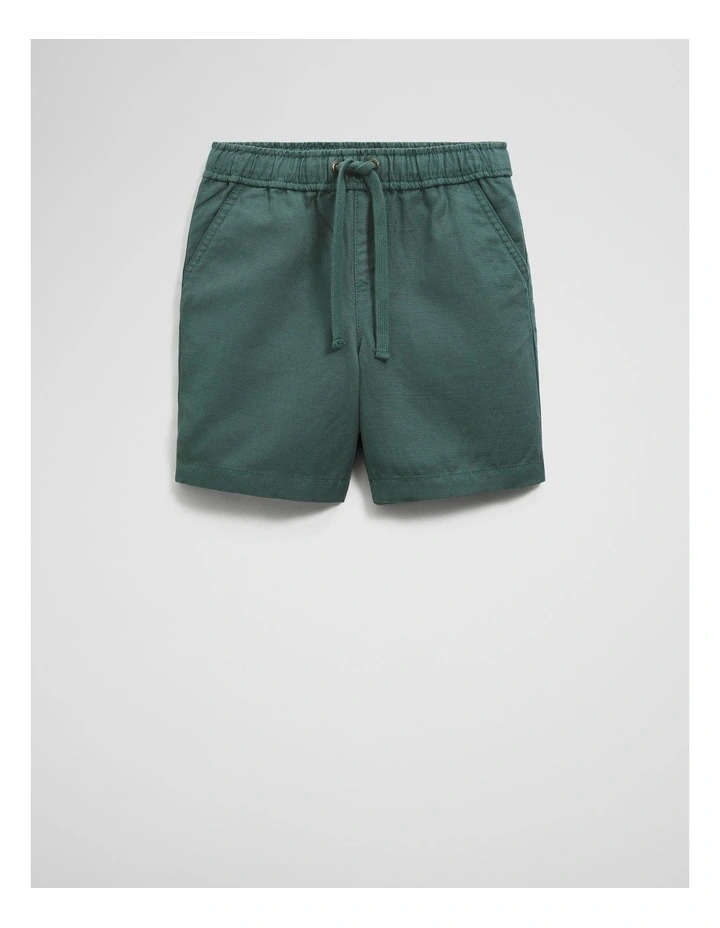 Cotton Linen Short in Pine Green image 1
