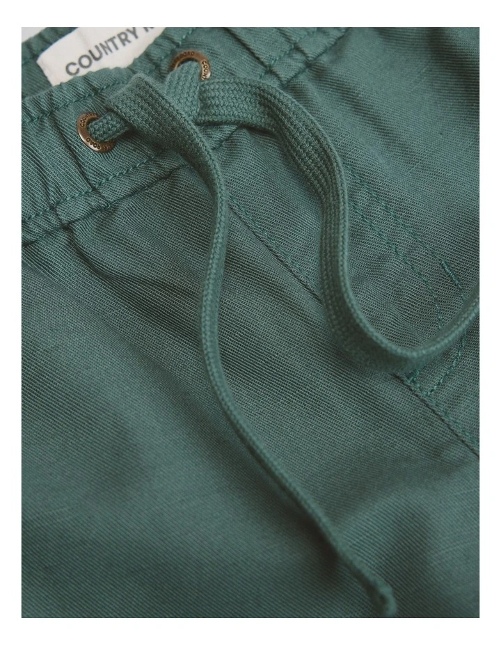 Cotton Linen Short in Pine Green image 2