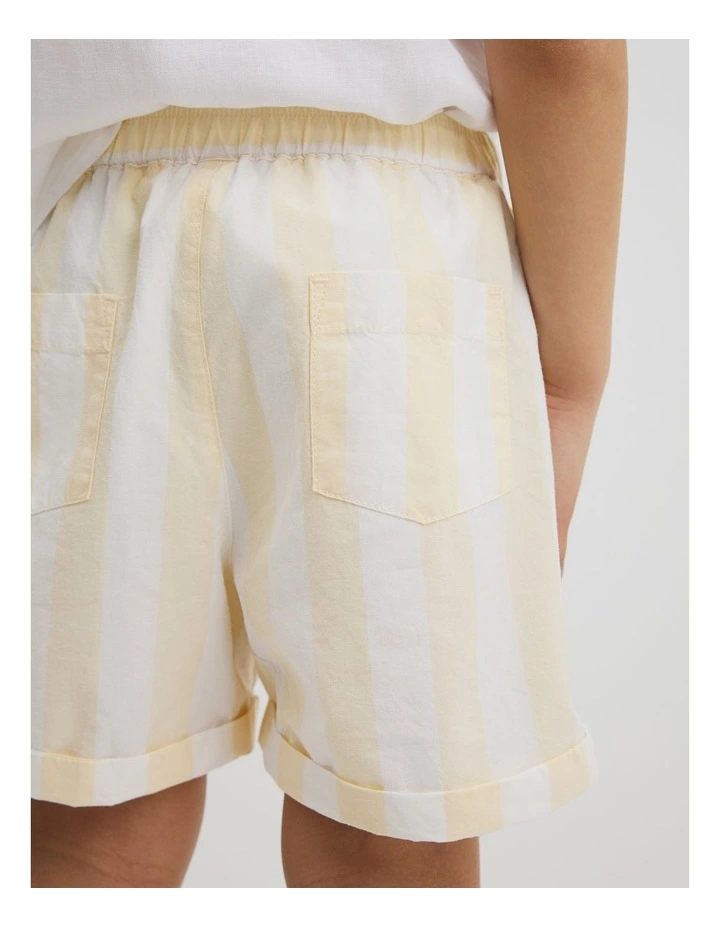 Organically Grown Cotton Blend Stripe Pull-on Short in Lemon image 2