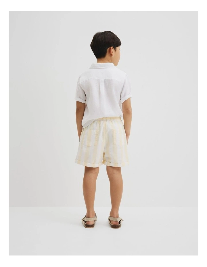 Organically Grown Cotton Blend Stripe Pull-on Short in Lemon image 3