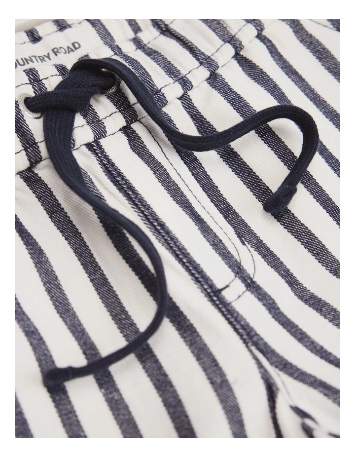 Cotton Linen Short in Navy Stripe image 2