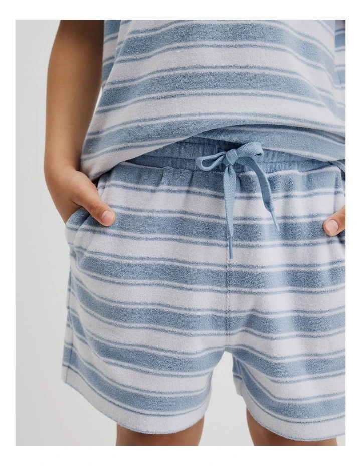 Organically Grown Cotton Terry Short in Ice Blue Stripe image 3