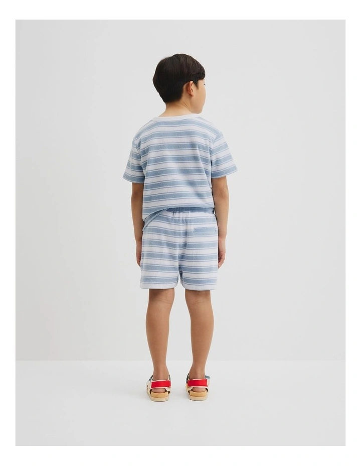 Organically Grown Cotton Terry Short in Ice Blue Stripe image 4