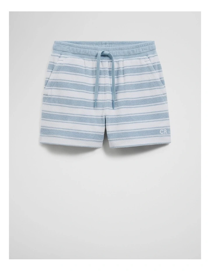 Organically Grown Cotton Terry Short in Ice Blue Stripe image 5